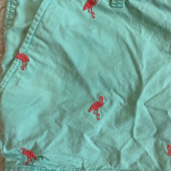 Old Navy Mint Green Flamingo Embroidered Shorts Women’s Size 4 - Picture 4 of 4